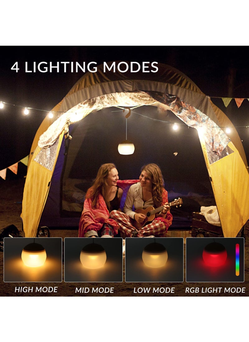 Camping Lights, 4 Lighting Modes Camping Lantern Dimmable LED Rechargeable Lamps Batteries Powered Light Portable Bulb for Emergency Camping Garden BBQ