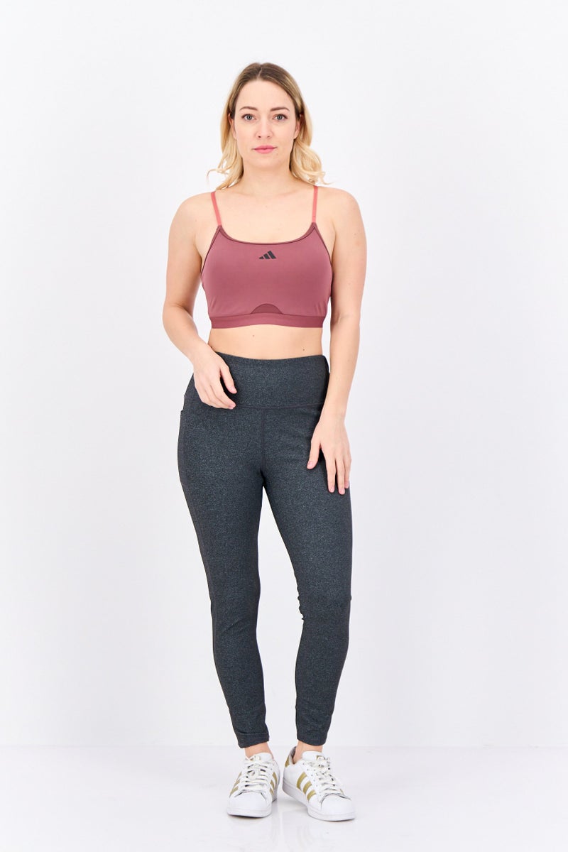 Adidas سوتيان رياضي مبطن بشعار العلامة التجارية للنساء، مارون فاتح - Image 4