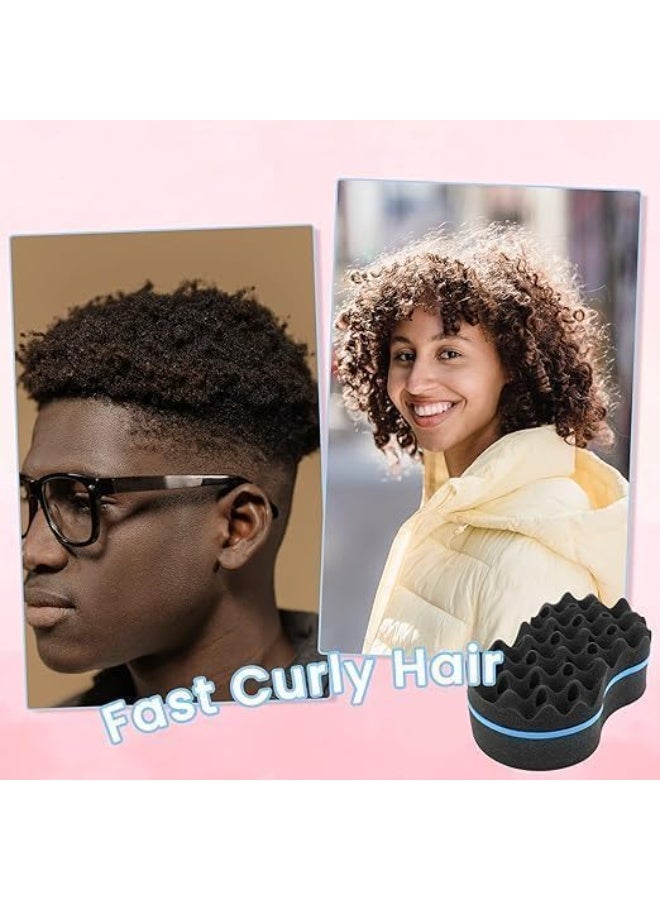 إسفنجة تصفيف الشعر السحرية – فرشاة لعمل تجعيد الشعر والضفائر واللوك الإفريقي والعناية بالشعر (أزرق) - Image 2