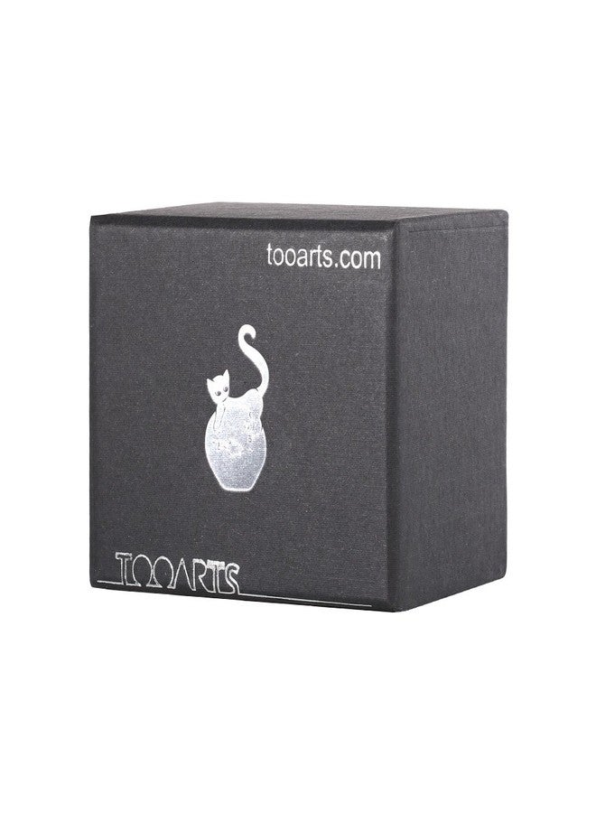 Tooarts Cat and Goldfish Sculpture Glass Ornament Cat Figurine Hand Blown, Christmas Birthday Gift [Black & Red] - Image 2