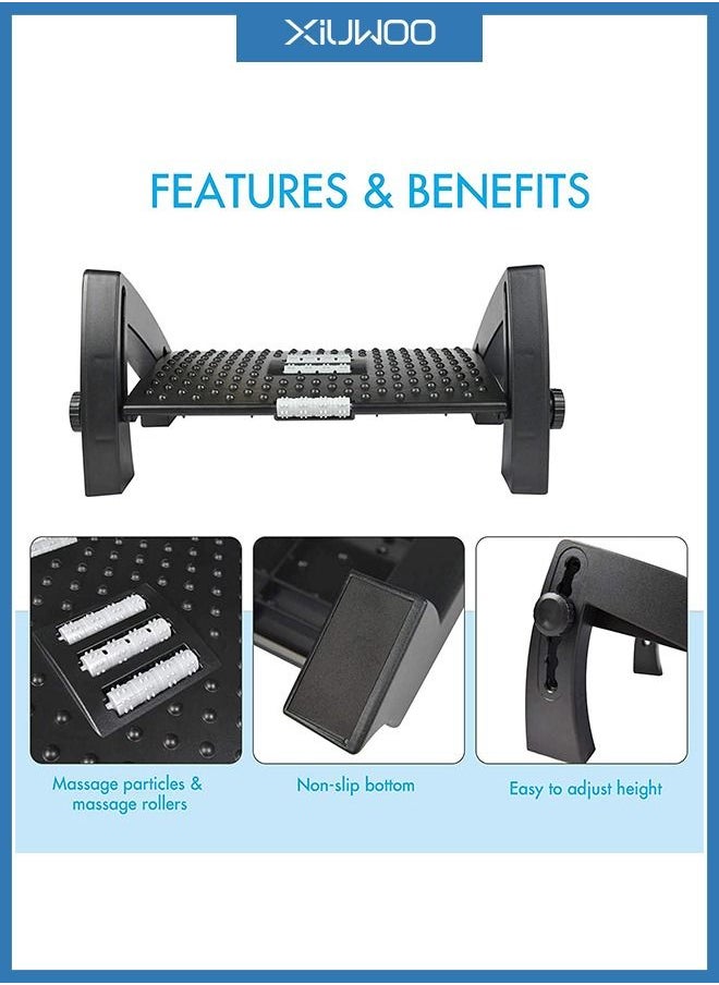 XiuWoo Ergonomic Adjustable Under Desk Footrest with 6 Height Position  - Image 3