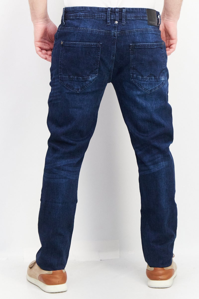 DUCK AND COVER Men Slim Fit Washed Denim Jeans, Dark Blue - Image 4