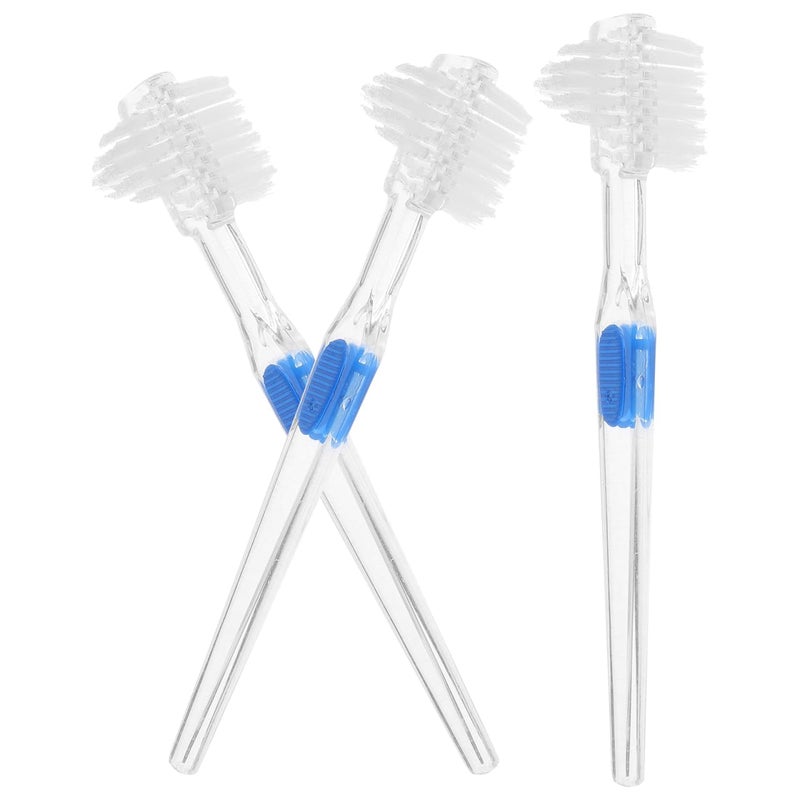 Healifty Brush False Cleaning Tool Double-Sided Toothbrush Transparent 3pcs - Image 1