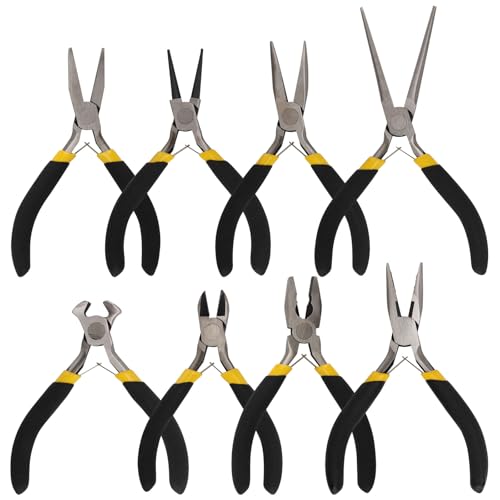 acDesign 8 Pack Jewelry Pliers Set Jewelry Making Pliers Tools Kit Include Needle Round Nose, Wire Cutters,Bent, End Cutting, Diagonal,Flat, Needle-nose,Long for Jewelry Making - Image 1