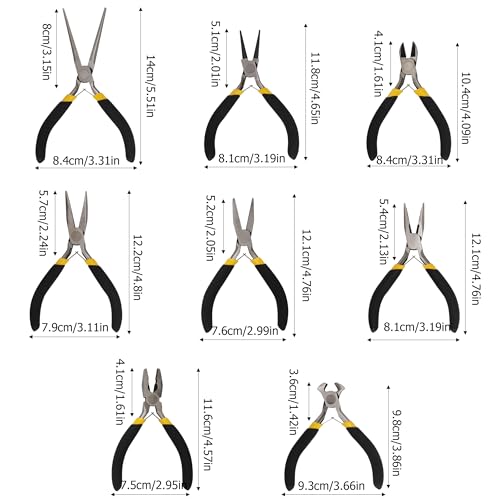 acDesign 8 Pack Jewelry Pliers Set Jewelry Making Pliers Tools Kit Include Needle Round Nose, Wire Cutters,Bent, End Cutting, Diagonal,Flat, Needle-nose,Long for Jewelry Making - Image 2