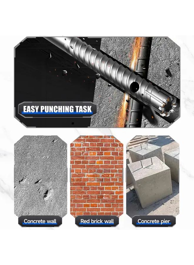 SDS Plus Concrete Drill Bit 10x303mm Heavy Duty Tungsten Carbide 8 Blade Rebar Cutting - Image 3