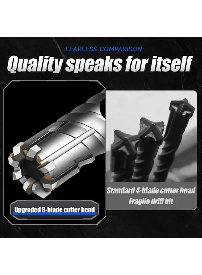 SDS Plus Concrete Drill Bit 10x303mm Heavy Duty Tungsten Carbide 8 Blade Rebar Cutting - Image 4