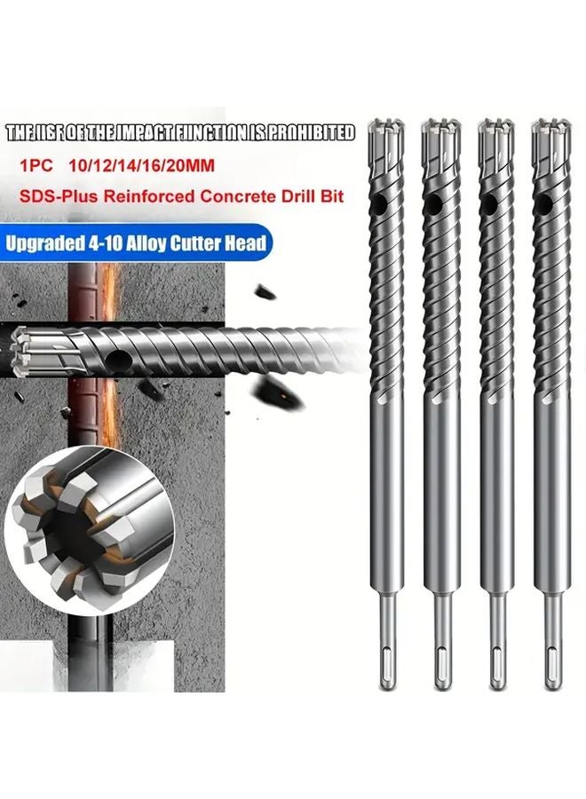 SDS Plus Concrete Drill Bit 10x303mm Heavy Duty Tungsten Carbide 8 Blade Rebar Cutting - Image 2