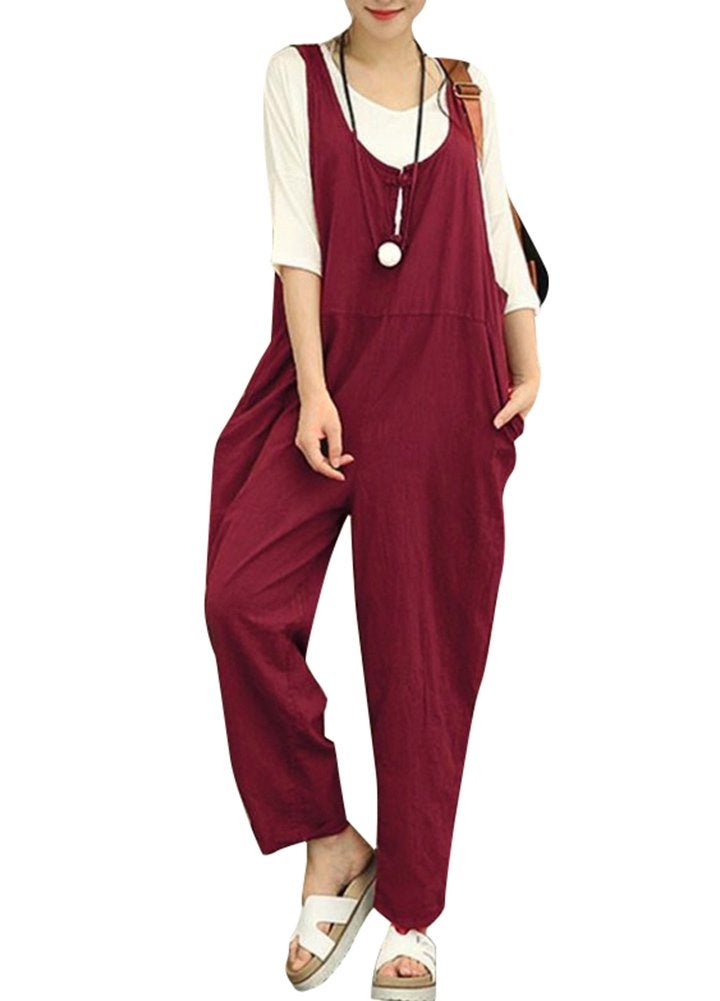Domary Macacão feminino sexy de verão algodão linho macacão macacão vintage sem mangas macacão sem alça plus size macacão - Image 5