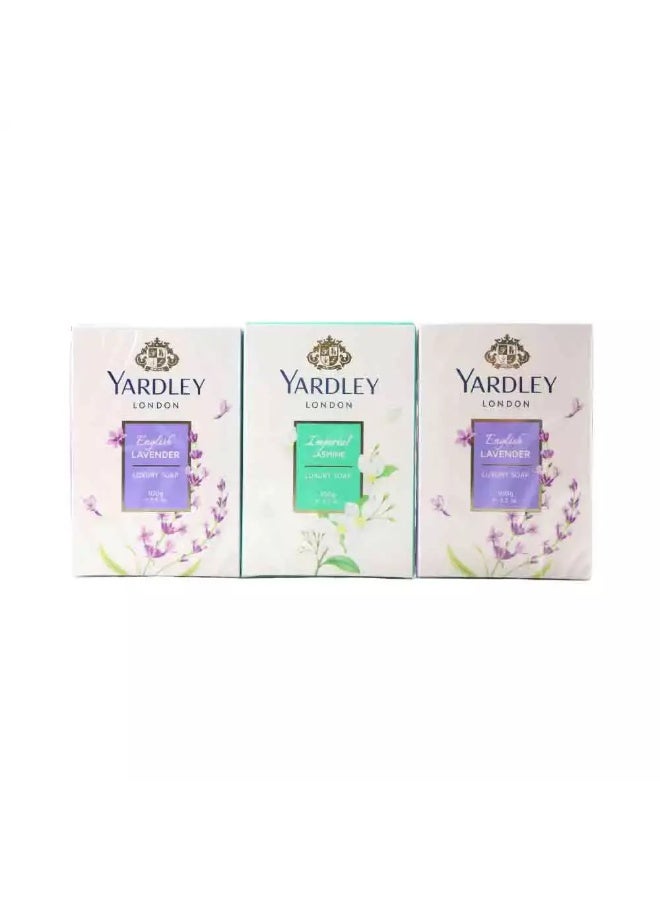 Yardley London 2 English Lavender and 1 Imperial Jasmine Soap Bar- 3X100gms - Image 1