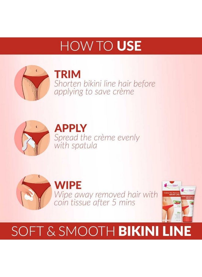 everteen Silky Bikini Line Hair Remover Creme With Cranberry And Cucumber - 1 Pack (50 G)  - Image 4