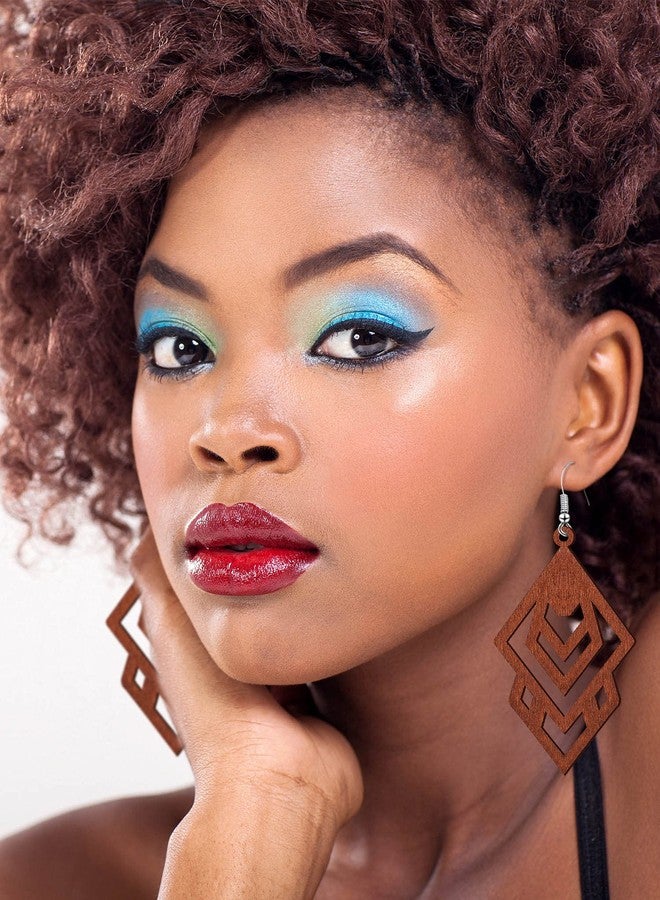 MTLEE 12 Pairs African Wooden Dangle Earrings Lightweight Drop Earrings Bohemian Pendant Jewelry Wooden Ornaments(Stylish Style,Black, Brown) - Image 5