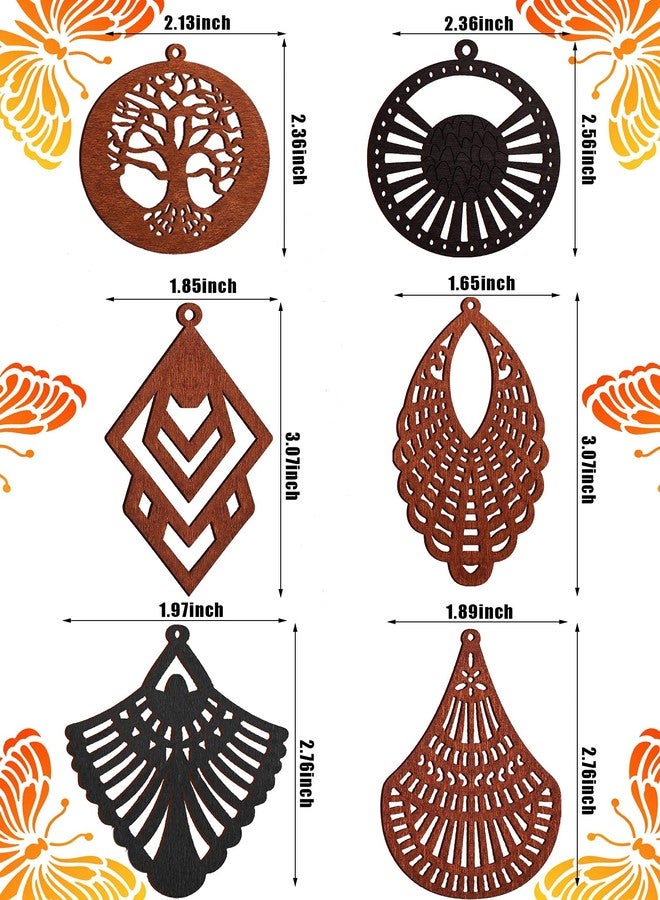 MTLEE 12 Pairs African Wooden Dangle Earrings Lightweight Drop Earrings Bohemian Pendant Jewelry Wooden Ornaments(Stylish Style,Black, Brown) - Image 3