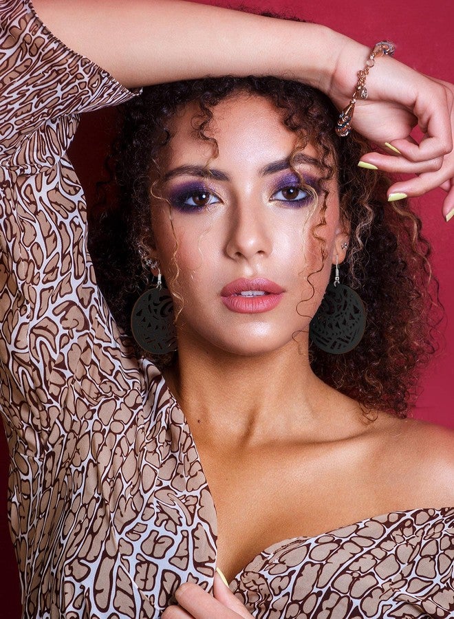 MTLEE 12 Pairs African Wooden Dangle Earrings Lightweight Drop Earrings Bohemian Pendant Jewelry Wooden Ornaments(Stylish Style,Black, Brown) - Image 2