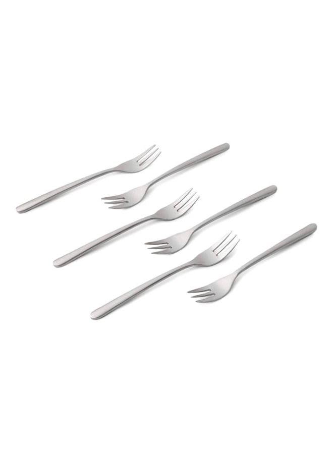 Life Smile 12pcs Cutlery Set, 18/10 Stainless Steel, Flatware Set, 12pcs Cake Fork, Matte Silver, for Home Kitchen, Matte Polished - Dishwasher Safe - Image 2