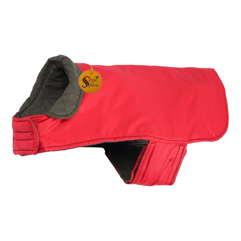 Sage Square Reversible Extra Warm Dog Coat, Fleece Lining Winter Jacket, Waterproof Padded Cold Weather Coat (Red, Medium - 18 Inches) - Image 5