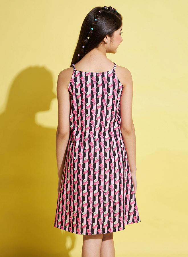 Stylo Bug Girls Pink Printed Strappy Dress - Image 3
