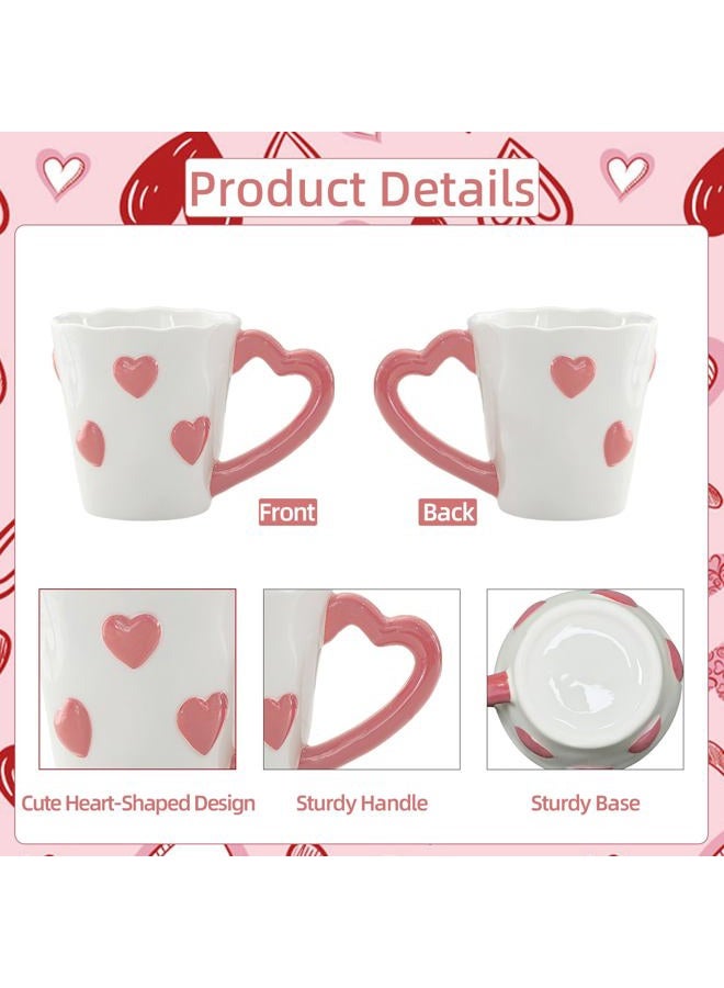 Merriva 8.5 oz Heart-Shaped Coffee Mug – Cute Ceramic Cup with Red Hearts, Valentine's Day Themed Tea Mug for Gifts, Home Decor, Office, Couples, Love Gifts, Birthday, Wedding, and Romantic Decorations (Pink) - Image 3