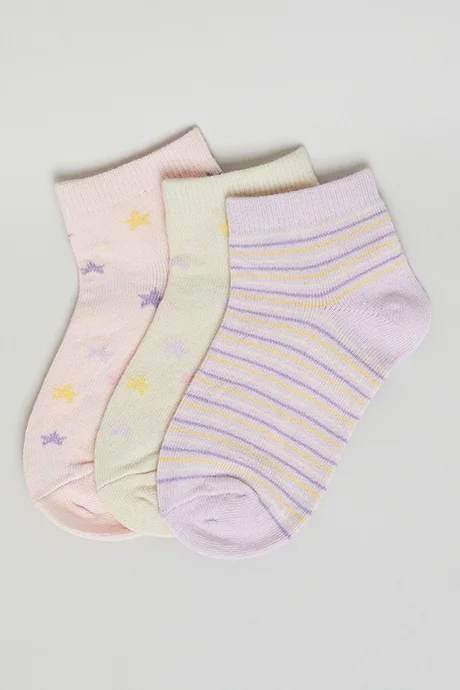 R&B 3 Pack Patterned Ankle Socks