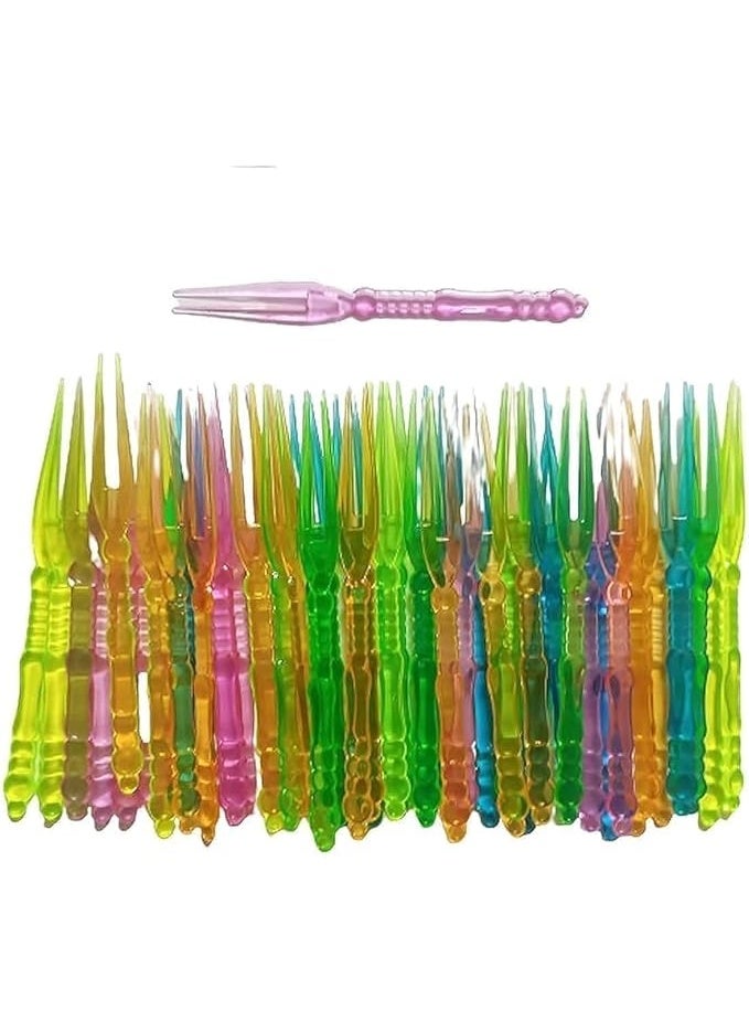 Fruit Candies Acrylic Fork (100 Pieces, Multicolor, Small)  - Image 1