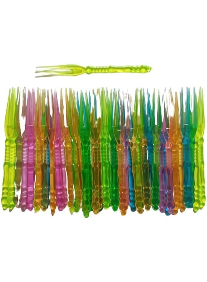 Fruit Candies Acrylic Fork (100 Pieces, Multicolor, Small)  - Image 2