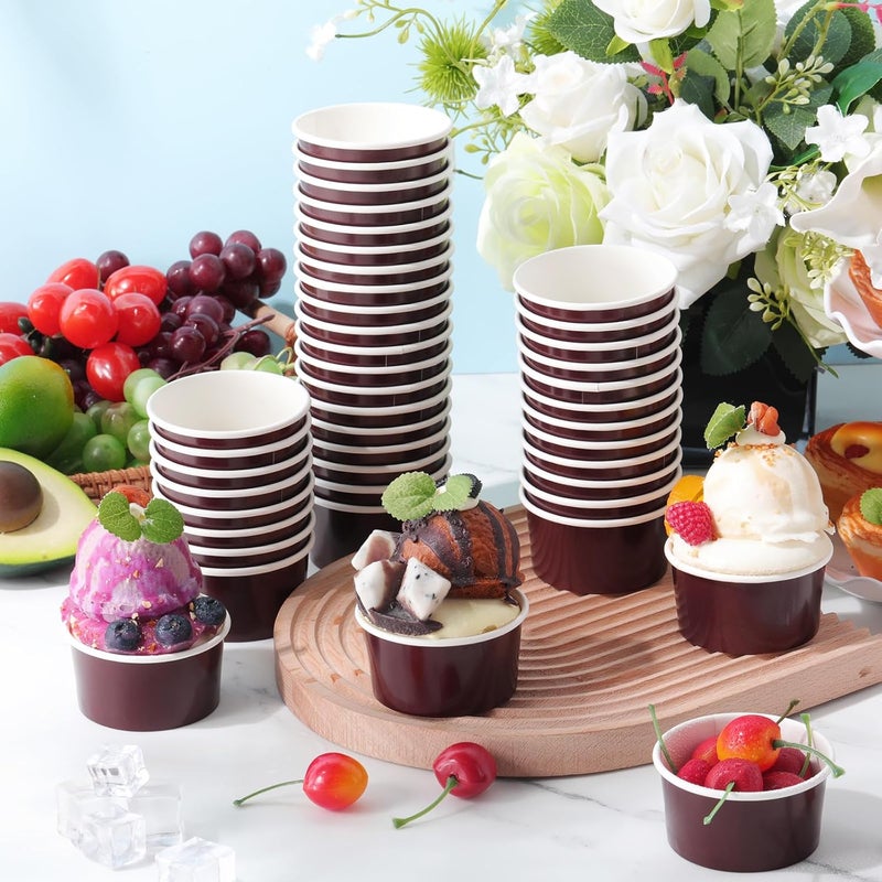 Maxdot 60pcs 3oz Dessert Cups, Disposable Ice Cream Cups, Paper Frozen Yogurt Bowls, for Hot and Cold Foods, Suitable for Gelato or Mousse(Ankara Red) - Image 4