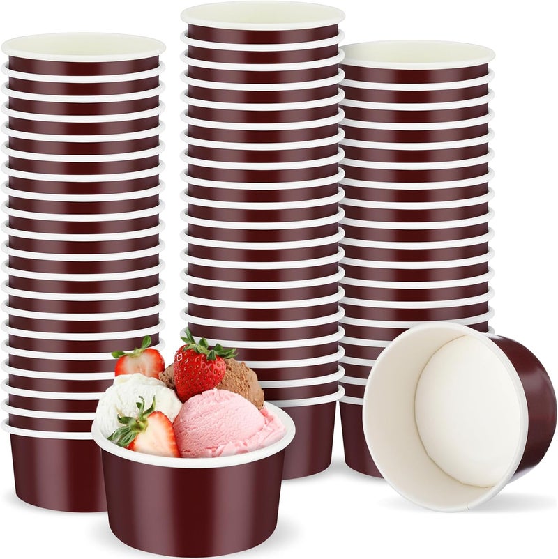 Maxdot 60pcs 3oz Dessert Cups, Disposable Ice Cream Cups, Paper Frozen Yogurt Bowls, for Hot and Cold Foods, Suitable for Gelato or Mousse(Ankara Red) - Image 1