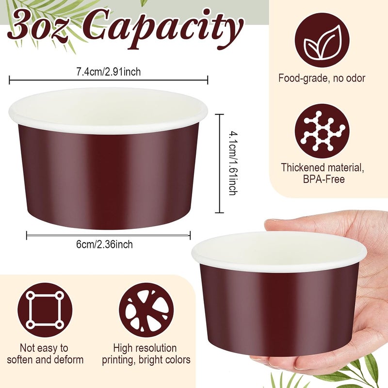 Maxdot 60pcs 3oz Dessert Cups, Disposable Ice Cream Cups, Paper Frozen Yogurt Bowls, for Hot and Cold Foods, Suitable for Gelato or Mousse(Ankara Red) - Image 2