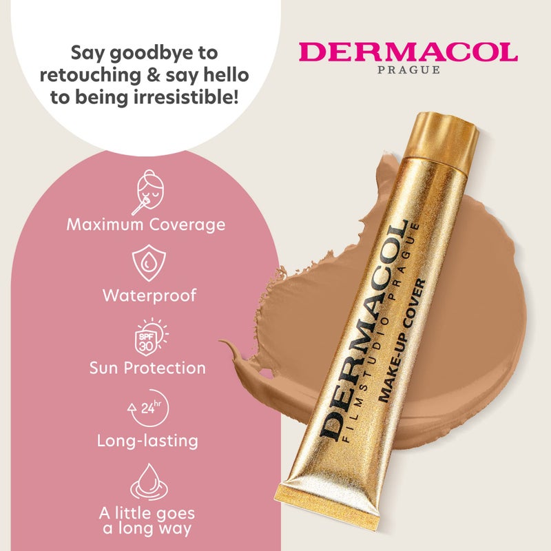 Dermacol - Full Coverage Matte Foundation with SPF 30, Waterproof Makeup Foundation for Oily Skin, Acne, & Under Eye Bags, Long-Lasting Makeup, 30g - Shade 223 - Image 3