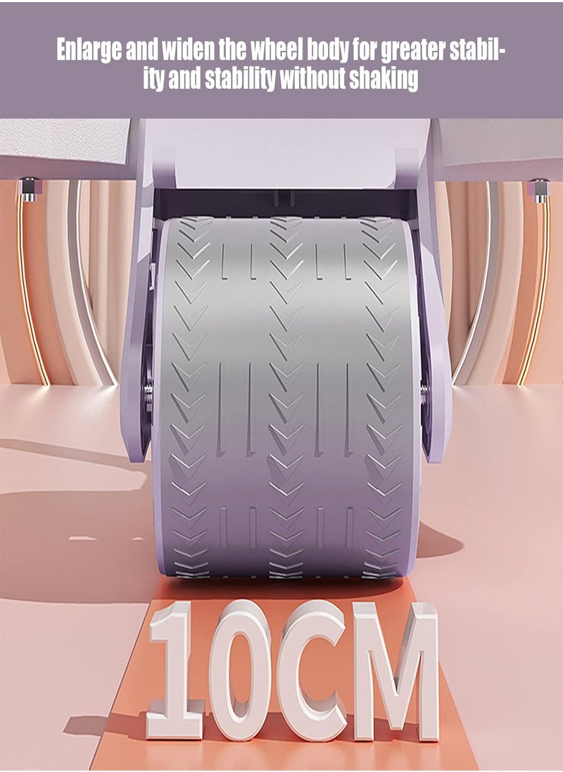 عجلة تمرين Ab Roller مع دعم الكوع، عجلة تمرين البطن الأوتوماتيكية رباعية الأبعاد مع مؤقت لتمرين القوة للنساء، أرجواني