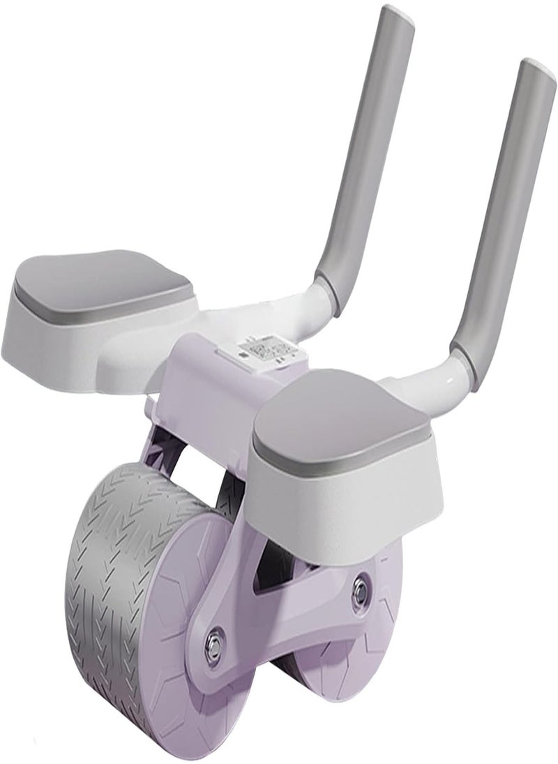عجلة تمرين Ab Roller مع دعم الكوع، عجلة تمرين البطن الأوتوماتيكية رباعية الأبعاد مع مؤقت لتمرين القوة للنساء، أرجواني