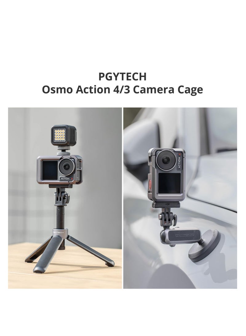 SYOSI Camera Cage Fit for DJI OSMO Action 4, Action 3, Aluminum Alloy Protective Vlogging Camera Frame for DJI, Magnetic Quick Release Connector, 1/4" Thread Connector for DJI Mic, Camera Light - Image 5