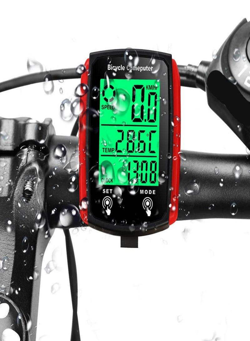 YSANAM Wired Bike Computer,MPH KM/H Bicycle Computer,Digital LCD Backlight Display Bike Speedometer,Waterproof Cycling Computers Odometer - Image 1