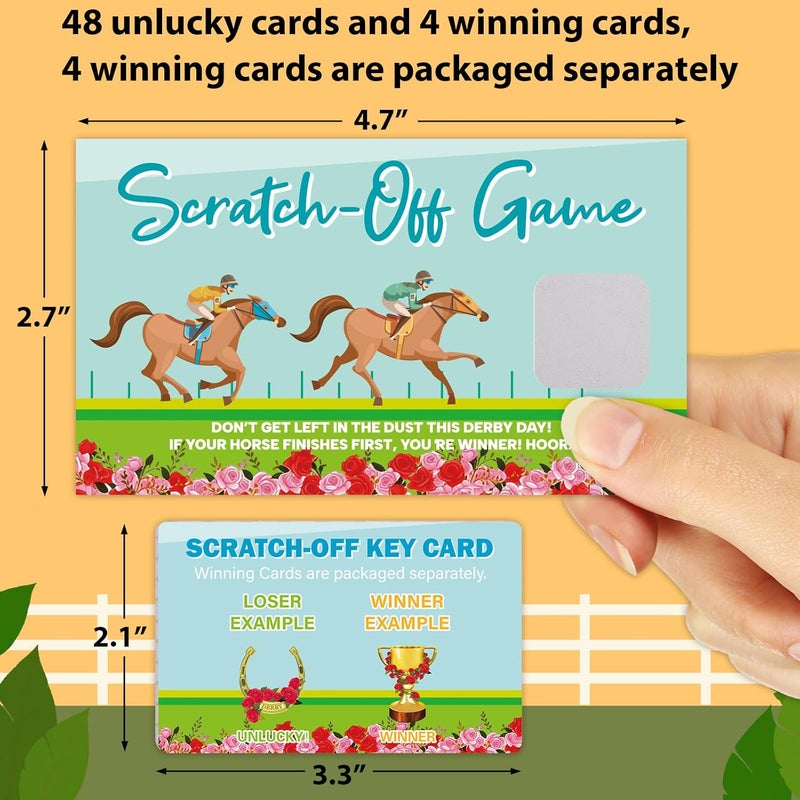 Fancy Land Horse Racing Scratch Off Cards 52 Pcs Horse Racing Derby Party Game Supplies Favors - Image 2