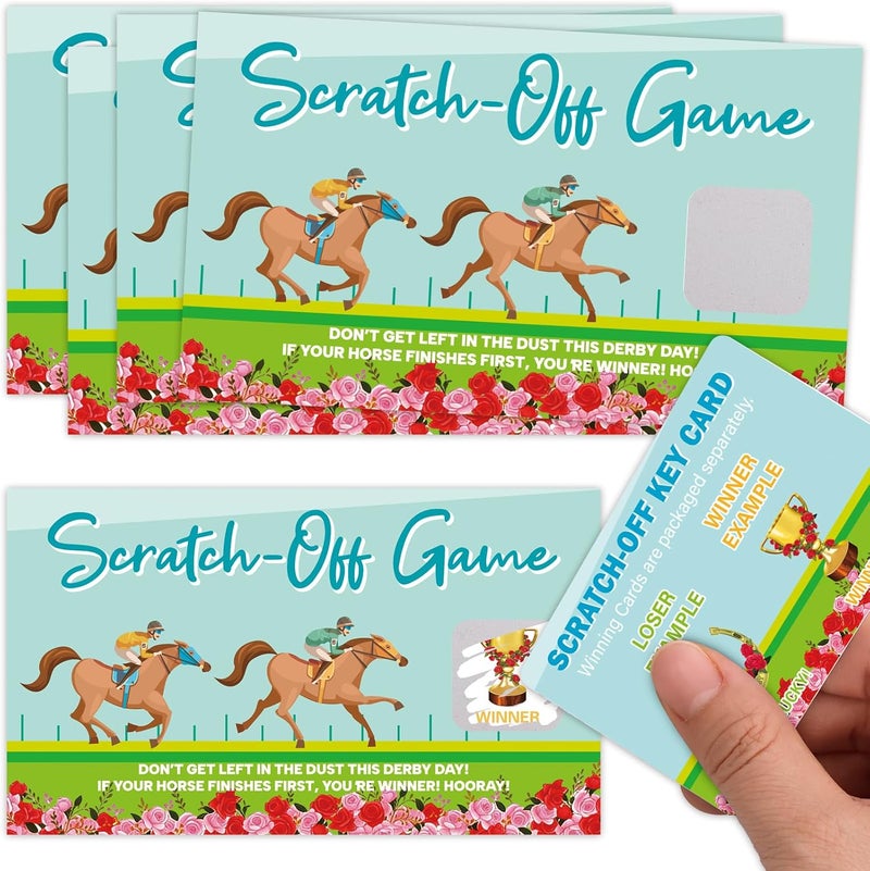Fancy Land Horse Racing Scratch Off Cards 52 Pcs Horse Racing Derby Party Game Supplies Favors - Image 1