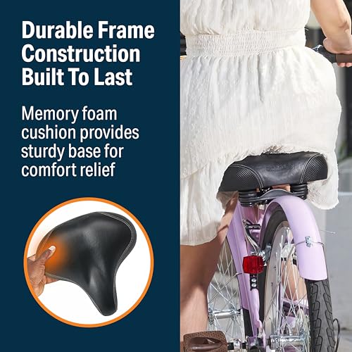 Bikeroo Extra Wide Replacement Saddle - Fits Indoor & Outdoor Bicycles - Steel Spring & Elastomer Suspension - Center Cutout - Memory Foam - Indoor - Image 3