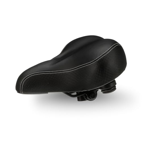 Bikeroo Extra Wide Replacement Saddle - Fits Indoor & Outdoor Bicycles - Steel Spring & Elastomer Suspension - Center Cutout - Memory Foam - Indoor - Image 1