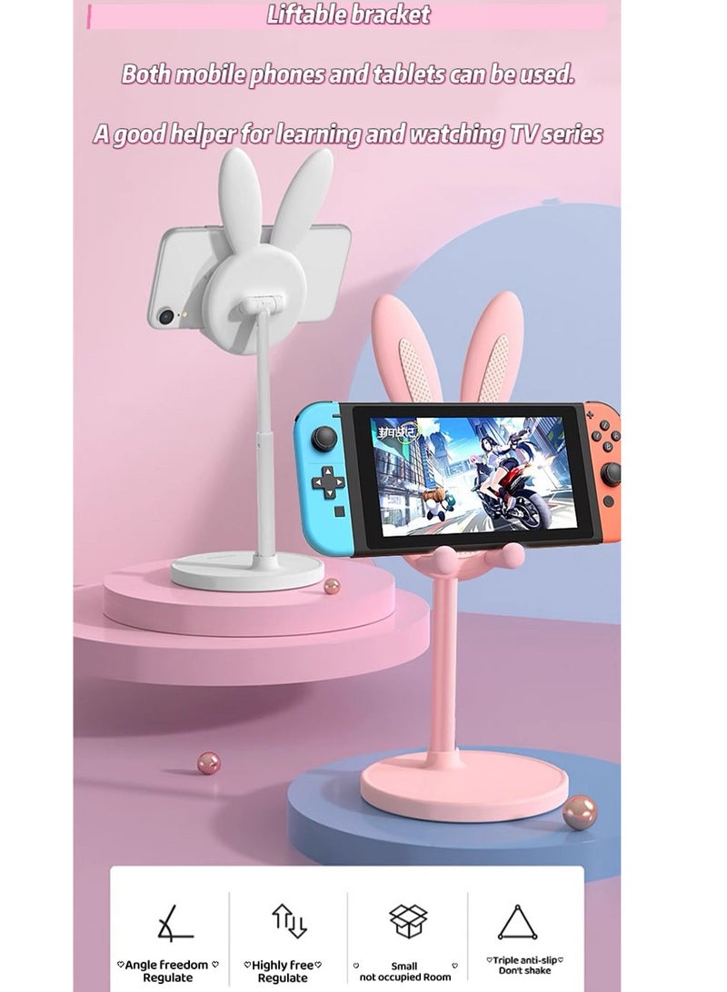 Phone Stand, Cute Bunny Rabbit Phone Stand, Angle Height Adjustable Cute Bunny Phone Stand for Desk, Compatible with All Mobile Phones-pink - Image 1