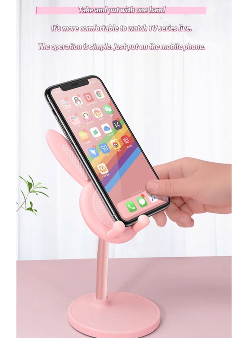 Phone Stand, Cute Bunny Rabbit Phone Stand, Angle Height Adjustable Cute Bunny Phone Stand for Desk, Compatible with All Mobile Phones-pink - Image 2