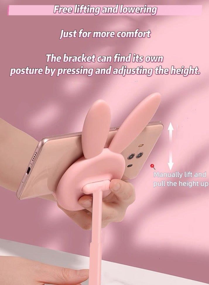 Phone Stand, Cute Bunny Rabbit Phone Stand, Angle Height Adjustable Cute Bunny Phone Stand for Desk, Compatible with All Mobile Phones-pink - Image 3