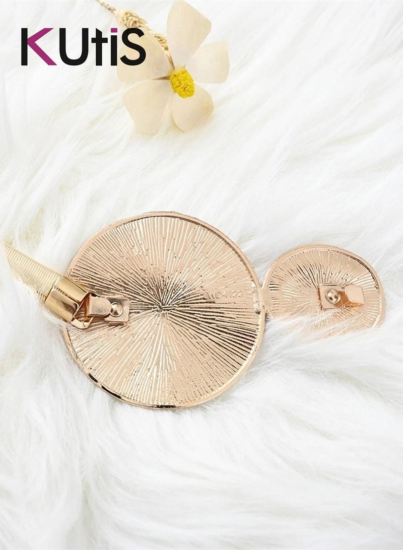 Kutis رباط ستارة من سبائك معدنية على شكل ورقة شجر، قطعتان، ذهبي، 38.5 × 3 سم - Image 2