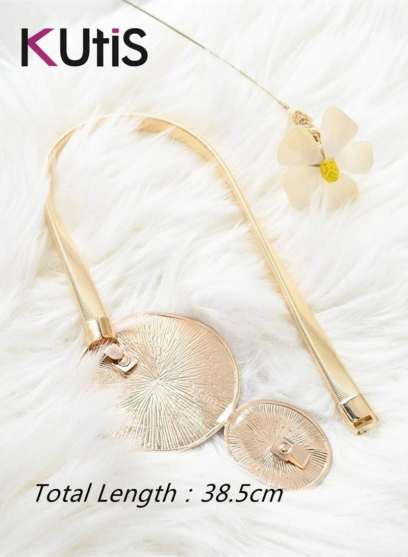 Kutis رباط ستارة من سبائك معدنية على شكل ورقة شجر، قطعتان، ذهبي، 38.5 × 3 سم - Image 4