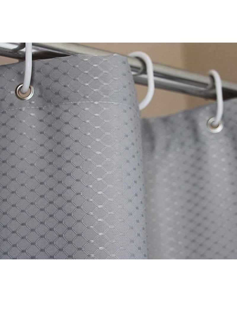 Rubik Premium Shower Curtain Waterproof Thickened Polyester Fabric Durable Mildew Stain Resistant Stylish Curtain (180 x 180 cm) Silver Grey - Image 4