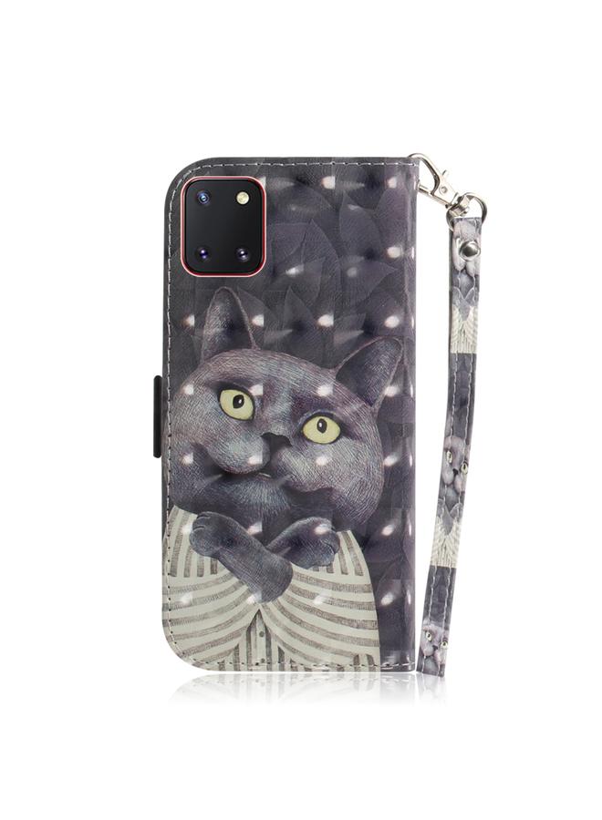 زبون جراب لهاتف Galaxy Note 10 Lite / A81 جراب جلدي أفقي قابل للطي برسومات ثلاثية الأبعاد مع حامل وفتحة للبطاقات ومحفظة وحبل - Image 3