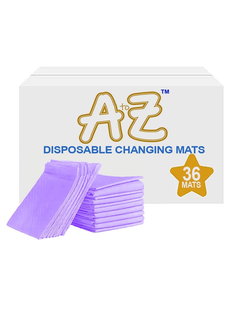 A to Z - Disposable Changing Mat size (45cm x 60cm) Large- Premium Quality for Baby Soft Ultra Absorbent Waterproof - Pack of 36 - Lavender - Image 1