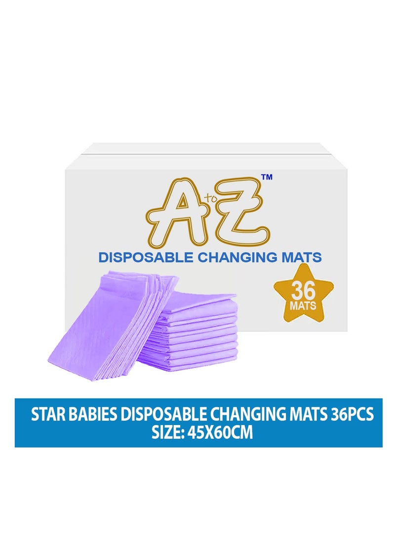 A to Z - Disposable Changing Mat size (45cm x 60cm) Large- Premium Quality for Baby Soft Ultra Absorbent Waterproof - Pack of 36 - Lavender - Image 2