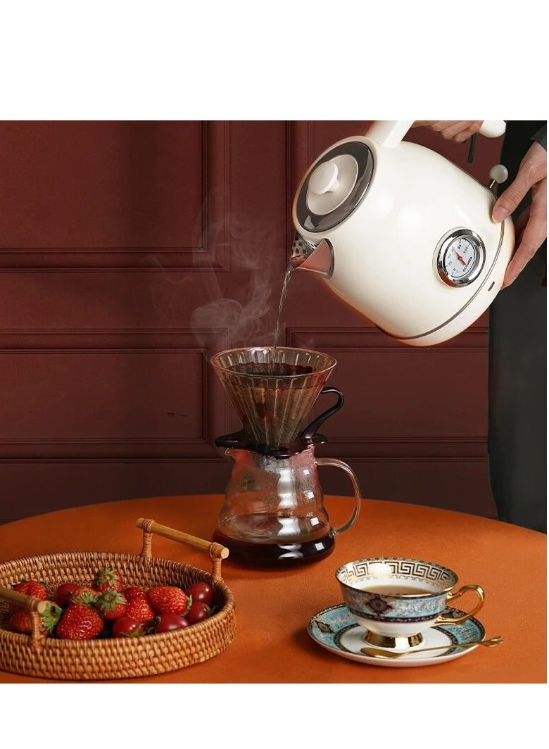 QCOOKER Electric Tea Kettle, Multifunctional Stainless Steel Cordless Kettle, Fast Boiling Water Kettle For Home And Office Use, Beige  - Image 4