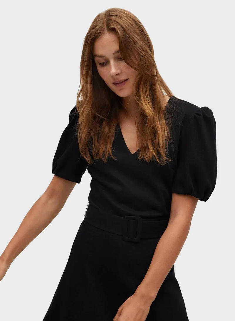 MANGO Puff Sleeve Dress