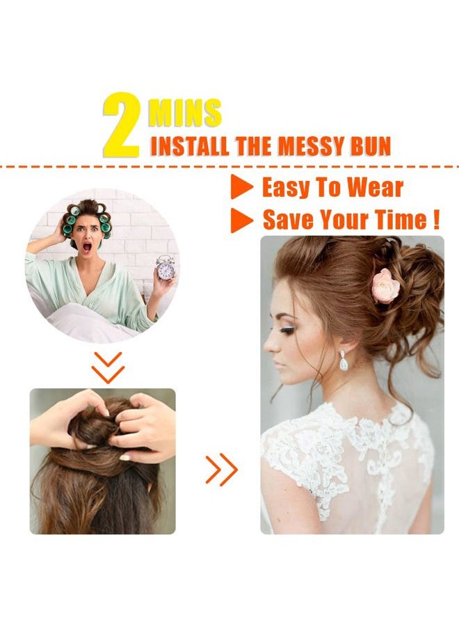 Qunlinta Messy Bun Hair Piece,Qunlinta Long Wavy Tousled Updo Hair Bun Extensions Wavy Hair Wrap Ponytail Hairpieces Hair Scrunchies with Elastic Hair Band for Women Girls -Light Brown  - Image 4