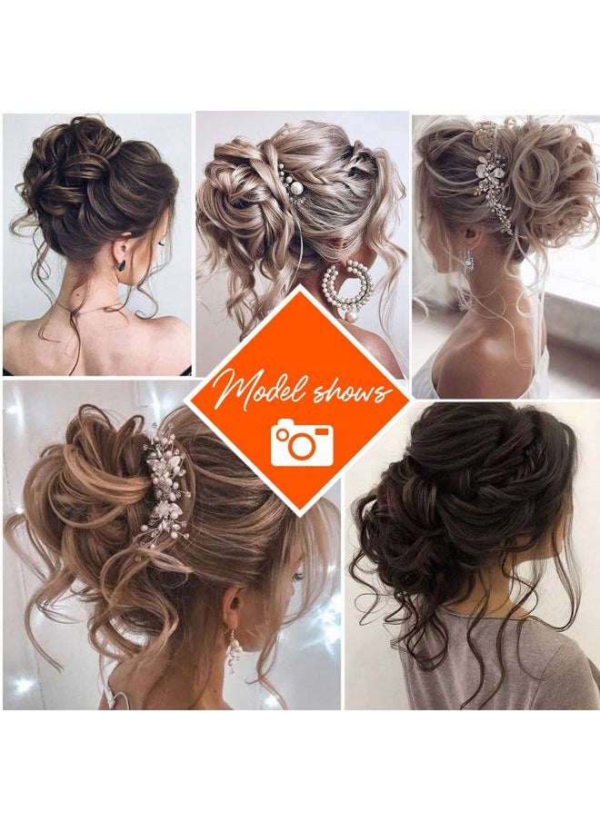 Qunlinta - Messy Bun Hair Piece,Qunlinta Long Wavy Tousled Updo Hair Bun Extensions Wavy Hair Wrap Ponytail Hairpieces Hair Scrunchies with Elastic Hair Band for Women Girls -Light Brown - Image 1